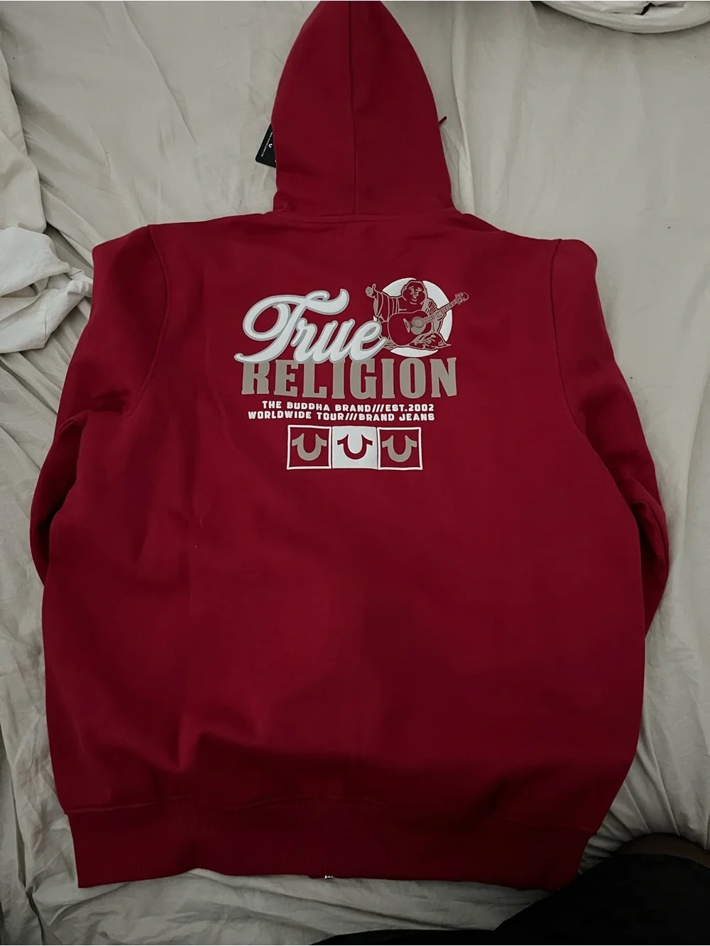 True Religion Red Full-Zip Hooded Jacket with White Logo